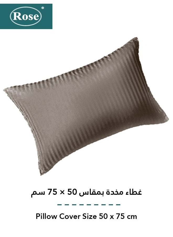 Rose - Rose Luxurious Hotel Stripe Fitted Sheet with Deep Pockets and Pillow Case, Bed Sheet 2-Pieces Set, Soft & Silky Microfiber Breathable and Cooling, Extra Twin Size 120x200 cm, Mocha - Image 1