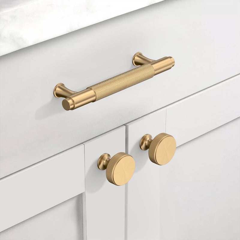 Coinkoly 10 Pack Champagne Bronze Knurled Cabinet Knobs for Dresser Drawer Pulls Brass Cupboard Hardware for Cabinets CK0029 - Image 3