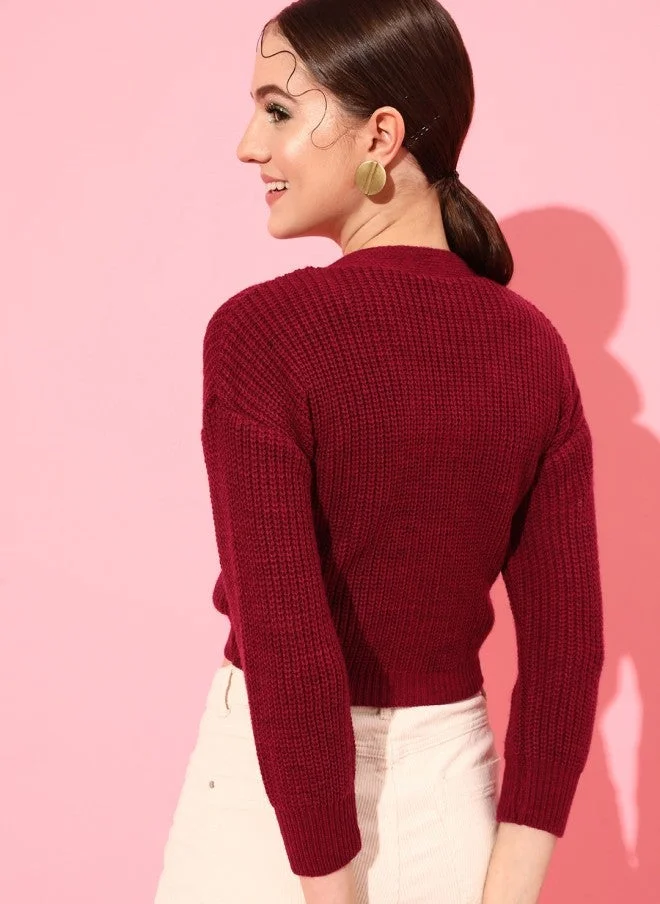 STREET 9  Cable Knit Acrylic Crop Cardigan for Women for Women | Best Price UAE