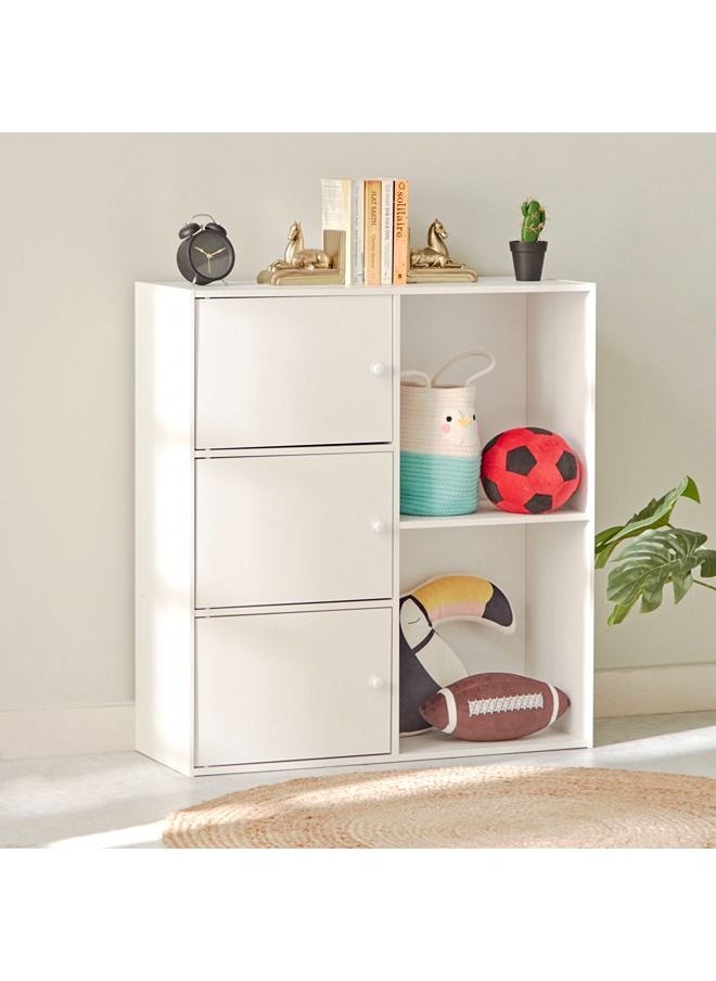Home Box Vanilla Junior 3-Door Storage Unit with 2 Open Shelves 29.8x89x82 cm  - Image 1