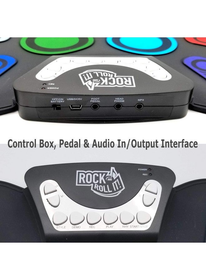 MUKIKIM Rock And Roll It - CodeDrum. Roll Up Portable Drum Set for Kids & Adults. Electronic Silicone Rainbow Drum Pad | Headphones | Pedals | Drum Sticks | Play-By-Color Rhythm Booklet Included - Image 4