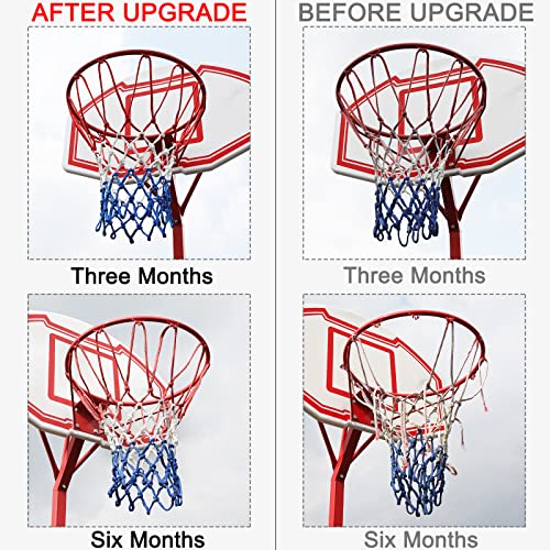 NEIJIANG Basketball Net Replacement, 2025 Upgrade Thick Professional Basketball Nets Heavy Duty Outdoor, All Weather Anti Whip Color Never Fade -12 Loops (Red White Blue) (1Pc) - Image 2