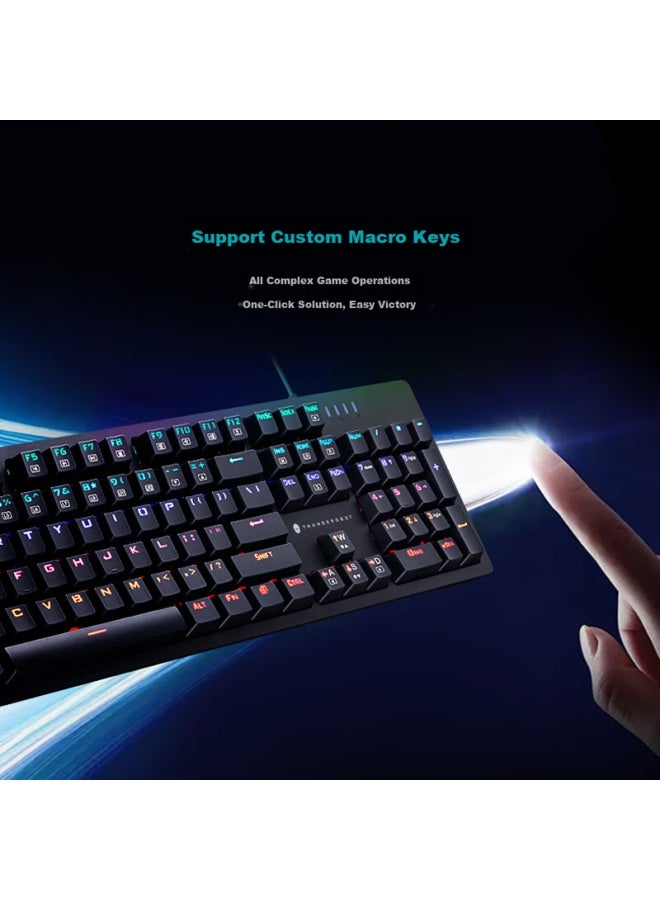 Thunderobot K104 Midnight Wired Mechanical Keyboard With Rgb Backlight For Gaming, Laptop, Office, Home Use, Full Anti-ghosting, No Fear Of Backlash, For Honor Of Kings And Cs2, Blue Switch - Image 2