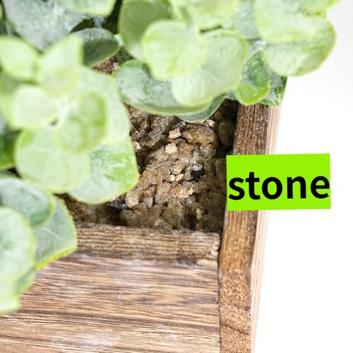 COTSEN Artificial Eucalyptus Potted Plants Fake Potted Plants Rectangular Wooden Planter Box Artificial Eucalyptus Leaves for Suit Office Party Table Indoor and Outdoor Decor - Image 3