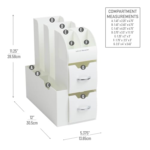 Mind Reader Cup and Condiment Station, Countertop Organizer, Coffee Bar, Kitchen, Stirrers, 5.375"L x 12"W x 11.25"H, White - Image 3