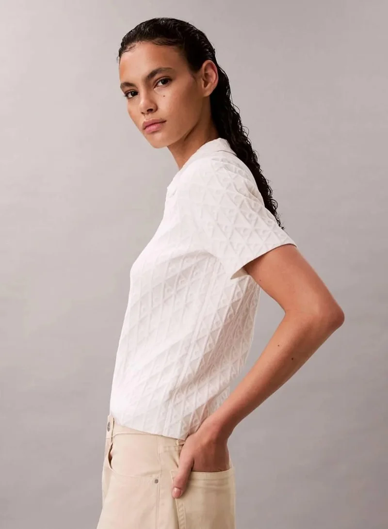Calvin Klein White Greige Combo Textured Sweater for Women | Best Price UAE