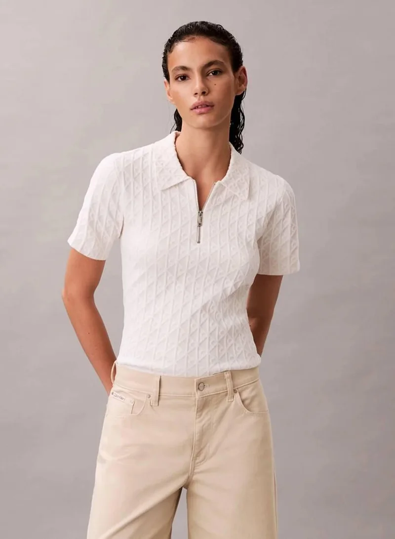 Calvin Klein White Greige Combo Textured Sweater for Women | Best Price UAE