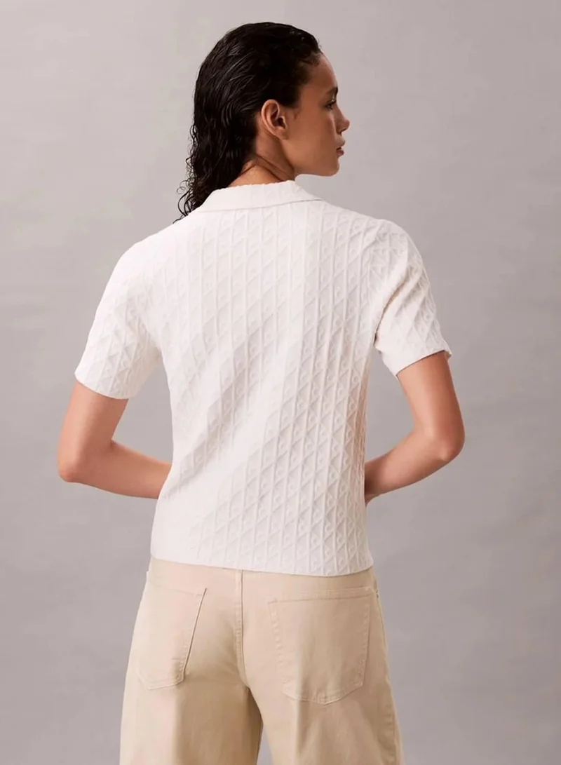 Calvin Klein White Greige Combo Textured Sweater for Women | Best Price UAE