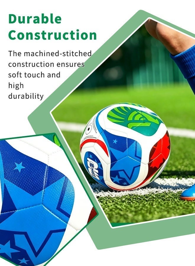 Official Size 5 Football, Soft Touch Adult Training Soccer Ball, Professional Indoor Outdoor Sports Ball for Youth & Kids, Free Pump & Net Bag - Image 2