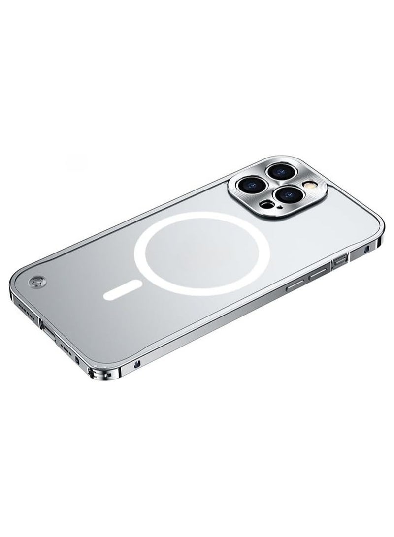 general Case for IPhone 16 Pro Max (2024),Magnetic Frosted Phone Case with Aluminum Alloy Frame,Compatible with Car Mount & Wireless Charging,Anti-fall Anti-yellowing Protective Cover