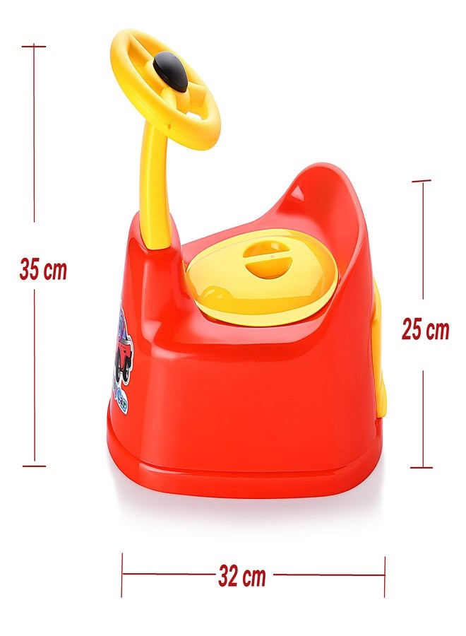 Zerya Car Style Potty Toilet Trainer Seat with Removable Tray And Closing Lid and High Back Support for Toddler Boys Girls (Red) - Image 2