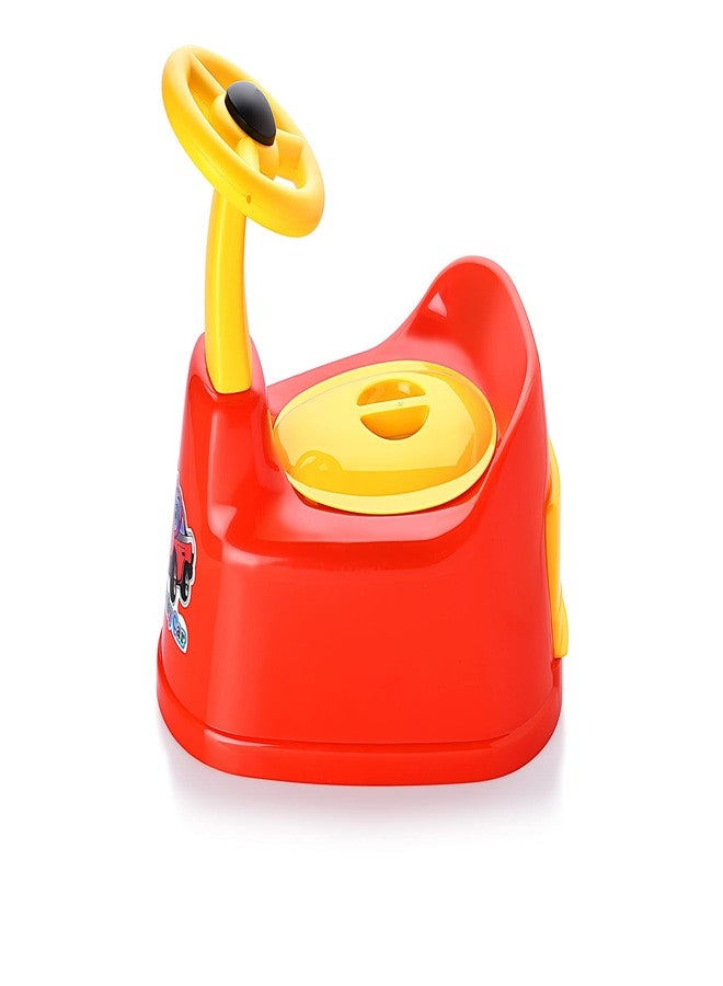 Zerya Car Style Potty Toilet Trainer Seat with Removable Tray And Closing Lid and High Back Support for Toddler Boys Girls (Red) - Image 1