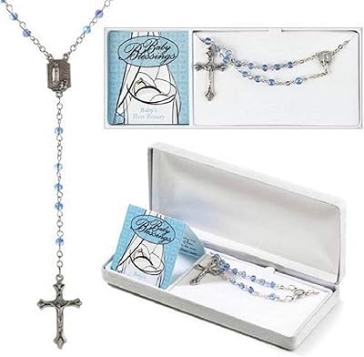 Dicksons Blue Boy Baby Blessings Silver Plated 4mm Bead First Rosary - Image 1