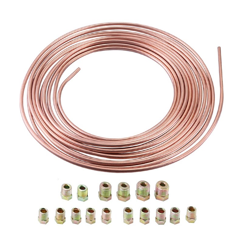 DUZFOREI 25Ft 316 CopperNickel Coated Alloy Brake Line Tubing Coil Kit Tube Roll with 16 Fittings - Image 2