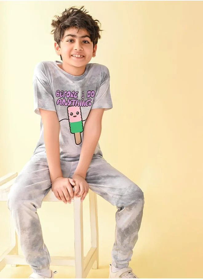 ليل بيكس Funky Print Tie-Dye T-Shirt & Joggers Set by Styli