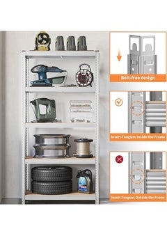 Yoawllty 5-Tier Kitchen Rack Shelf Organizer, Storage Rack, Adjustable Shelving Unit and Boltless Assembly Garage Storage Shelves for Shed Warehouse Basement Kitchen (Silver)  - Image 3