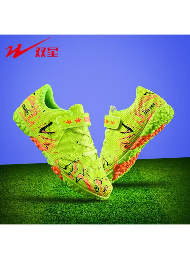 Shuangxing Children's Soccer Shoes Tf Turf Studs Non-slip Wear-resistant Youth Student Training And Match Shoes Green Size 34