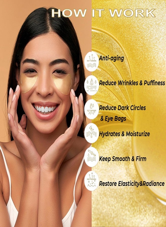 CCbeauty 24K Gold Under Eye Patches for Puffy Eyes, Dark Circles and Puffiness, Collagen Hydrating Mask Skincare, Gel Pads for Eye Bags and Wrinkles Under Eye Treatment,30pairs - Image 3