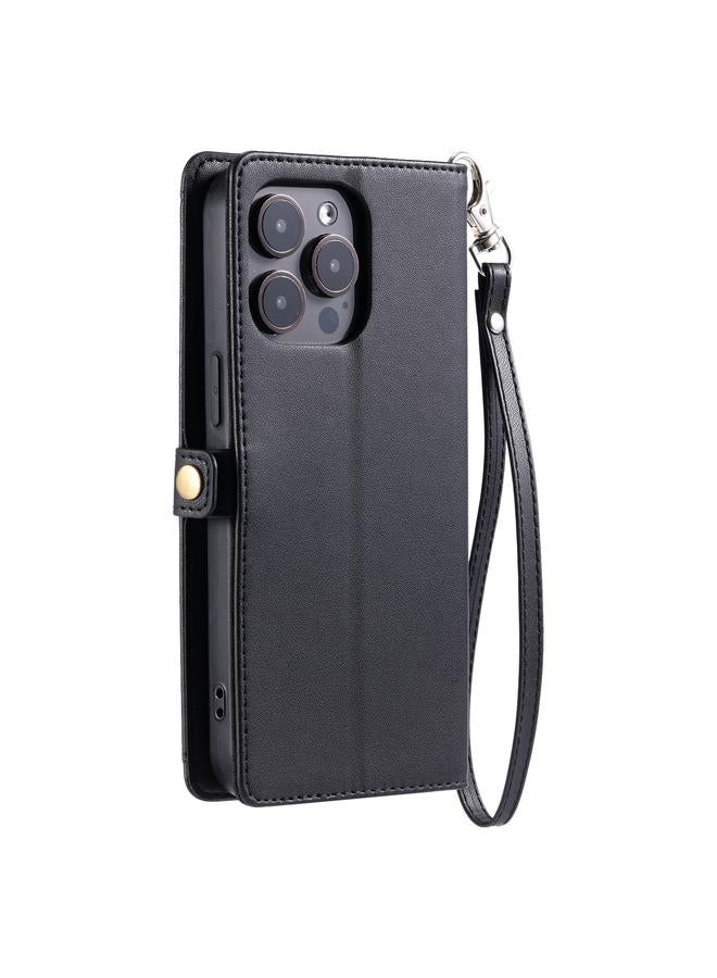 اس-توب جراب لهاتف iPhone 16 Pro Max، جراب جلدي متعدد الفتحات للبطاقات مع حبل - Image 3