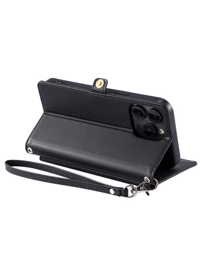 اس-توب جراب لهاتف iPhone 16 Pro Max، جراب جلدي متعدد الفتحات للبطاقات مع حبل - Image 5