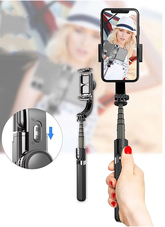 Generic - Q08 Mobile Phone Handheld Stabilizer 360° Rotation 80cm Tripod with Wireless Remote Anti-Shake Tripod Stand Bluetooth selfie stick For Video Vlogging Tripod For Android IOS Smartphone Black - Image 1