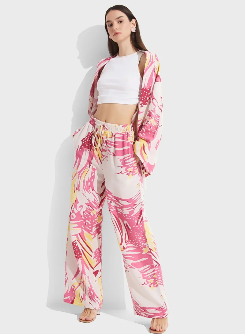JUNE Printed Flared Sleeve Kimono