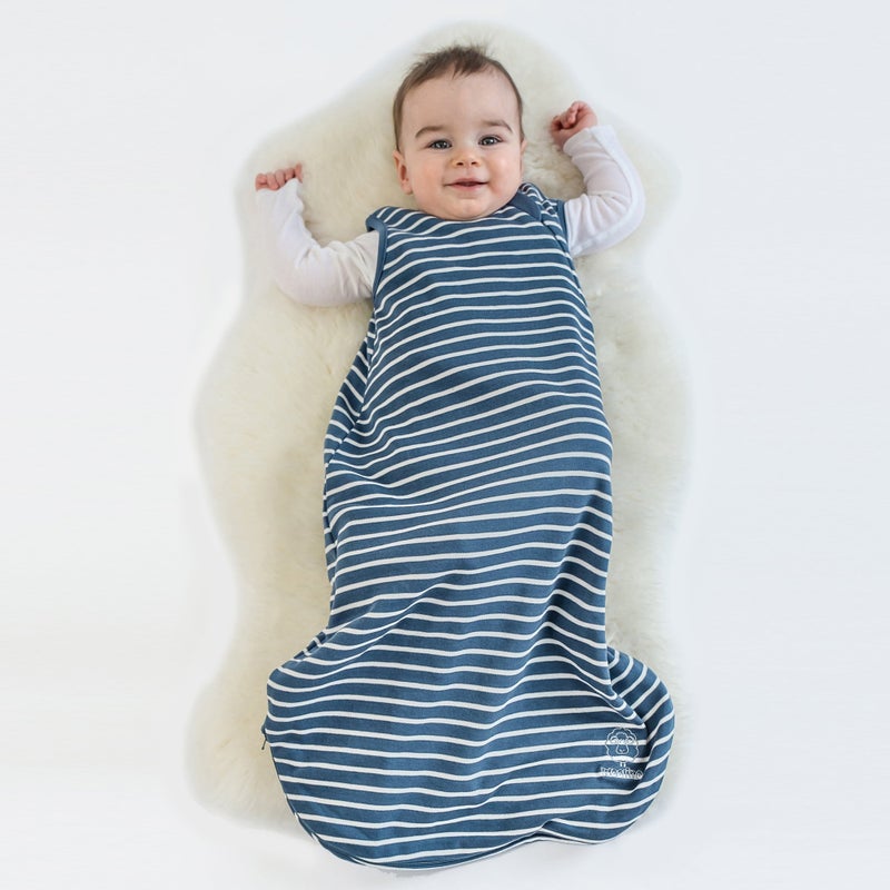 Woolino Merino Wool and Organic Cotton Baby Sleep Bag - 4 Season Classic Sleep Sack for Baby - Two-Way Zipper Sleeping Bag for Baby and Toddler - 6-18 Months - Navy Blue - Image 3