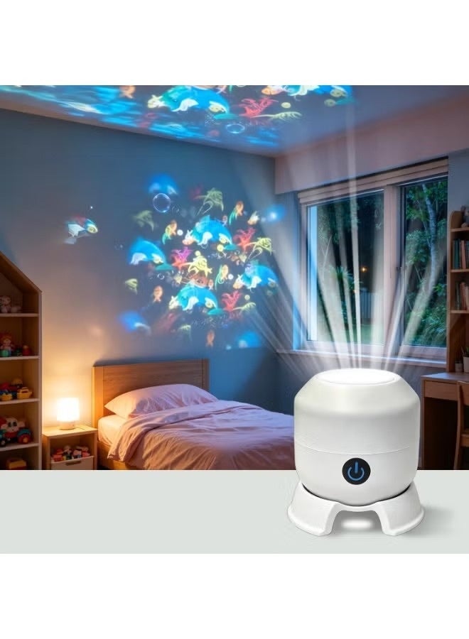 مصباح بروجيكتور LED دوار ديناميكي بتصميم عالم المحيط للأطفال والديكور المنزلي، إضاءة قابلة للتعديل - Image 1