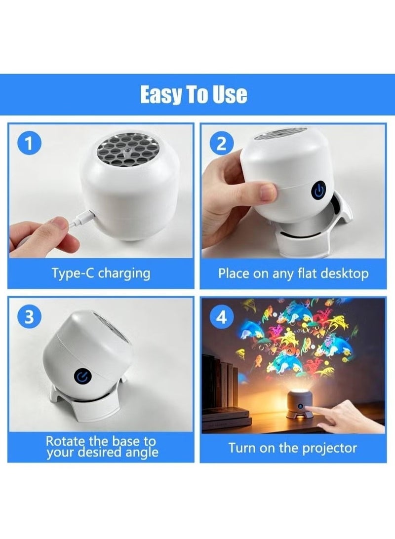 مصباح بروجيكتور LED دوار ديناميكي بتصميم عالم المحيط للأطفال والديكور المنزلي، إضاءة قابلة للتعديل - Image 2