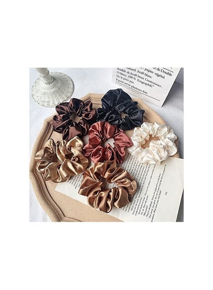 ربطات شعر، ربطات شعر من الحرير والساتان وحبال مرنة ناعمة وربطة شعر ذيل حصان كبيرة وكبيرة وإكسسوارات شعر لطيفة للنساء والفتيات - عبوة من 6 قطع - Image 5