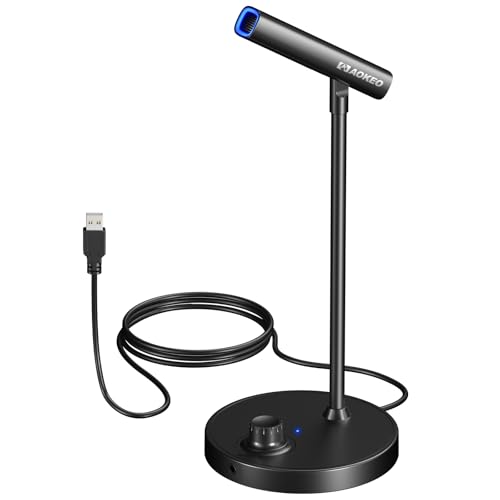 Aokeo USB Desktop Microphone, Computer Microphone for PC with Noise Cancellation & Click to Mute Function for Recording, Gaming, Podcasting, Streaming, YouTube, Mac, Laptop - Image 1