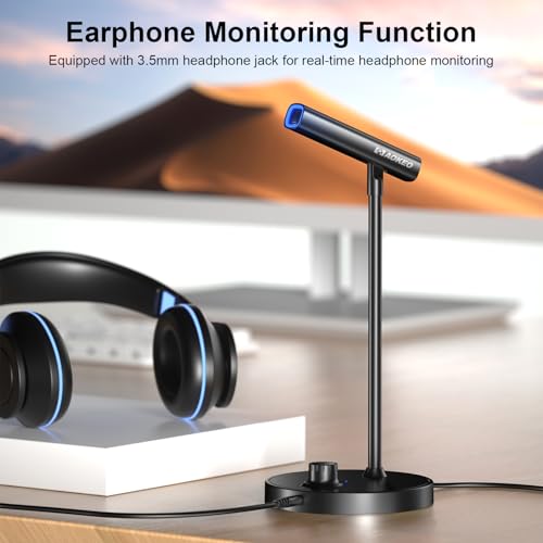 Aokeo USB Desktop Microphone, Computer Microphone for PC with Noise Cancellation & Click to Mute Function for Recording, Gaming, Podcasting, Streaming, YouTube, Mac, Laptop - Image 4