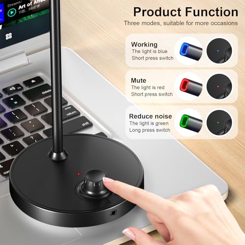 Aokeo USB Desktop Microphone, Computer Microphone for PC with Noise Cancellation & Click to Mute Function for Recording, Gaming, Podcasting, Streaming, YouTube, Mac, Laptop - Image 2