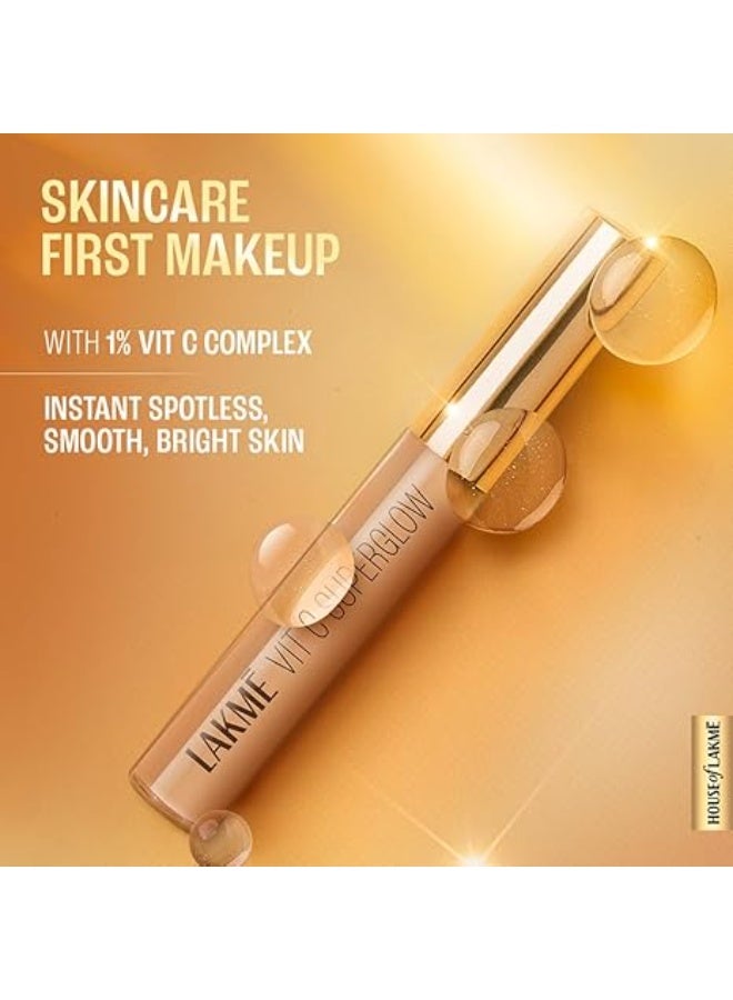 LAKME Makeup+Skincare Vit C Superglow Natural Liquid Concealer, Full Coverage, 16 Sand, 5.4ml (All Skin Type) - Image 3