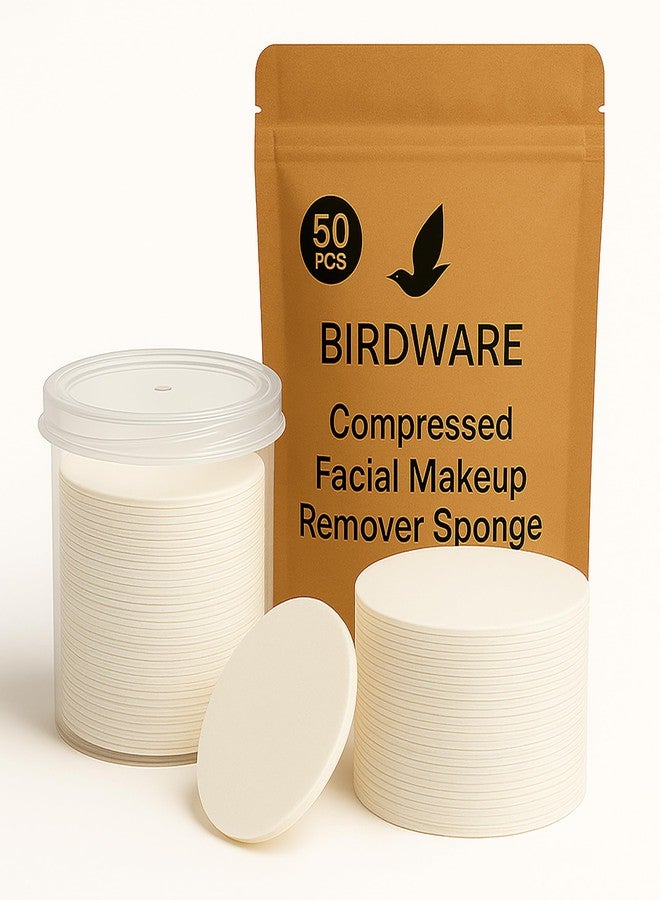 بيردوير إسفنجة تنظيف الوجه المضغوطة فائقة النعومة من بيردوير | إسفنجة إزالة مكياج لطيفة على البشرة | أبيض | عبوة من 50 قطعة - Image 1