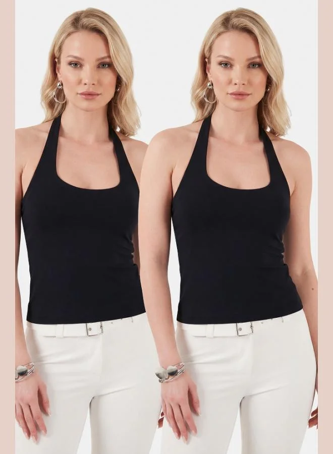 ليلا Lela Slim Fit Halter Neck Backless Two-Pack Blouse Women's Blouse 5866664