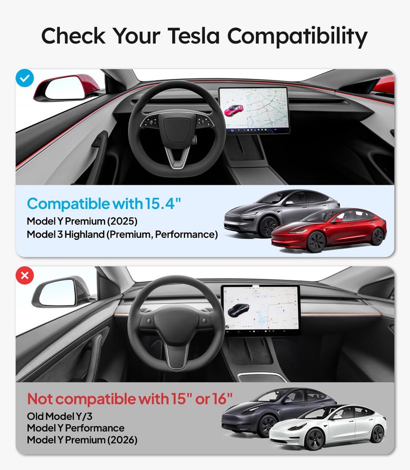 Wigoo Tesla Model Y Juniper & Model 3 Highland Screen Protector Matte [No Glare & Fingerprint] Model 3 (2024~2026)/Model Y Juniper Accessories, 15.4" Tempered Glass Protector with Alignment Kit - Image 3