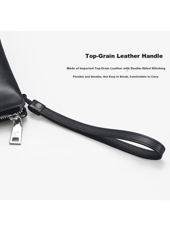 Satchi Men's Large Capacity Clutch Bag Black Birthday Gift For Boyfriend Husband Black - Image 5