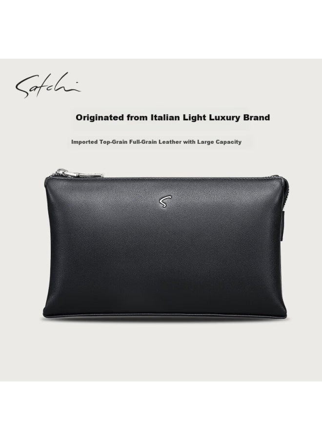 Satchi Men's Large Capacity Clutch Bag Black Birthday Gift For Boyfriend Husband Black - Image 1