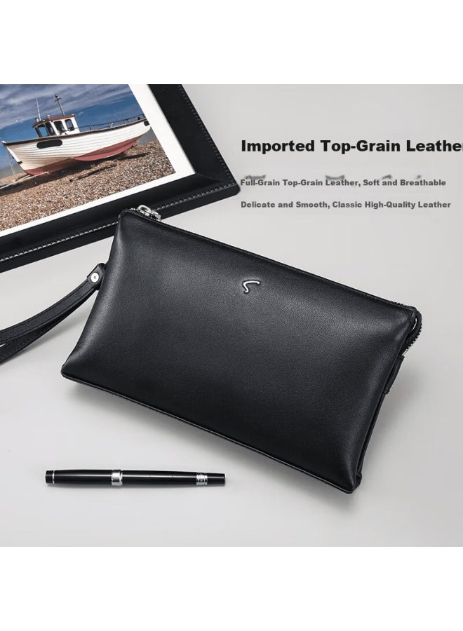 Satchi Men's Large Capacity Clutch Bag Black Birthday Gift For Boyfriend Husband Black - Image 2