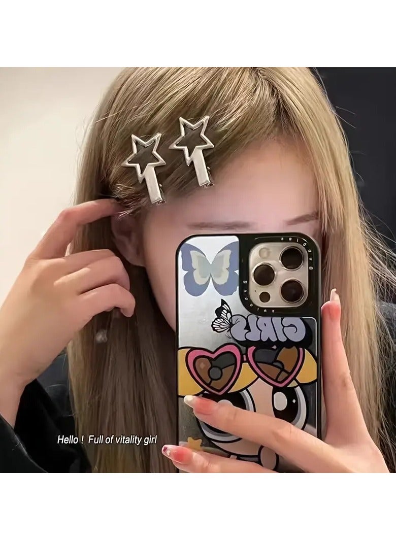 Goolsky 2 قطع مشابك شعر جانبية زخرفية أنيقة بلون موحد مع نجوم، مشابك غرة عصرية، زينة شعر أنيقة للنساء والفتيات - Image 5