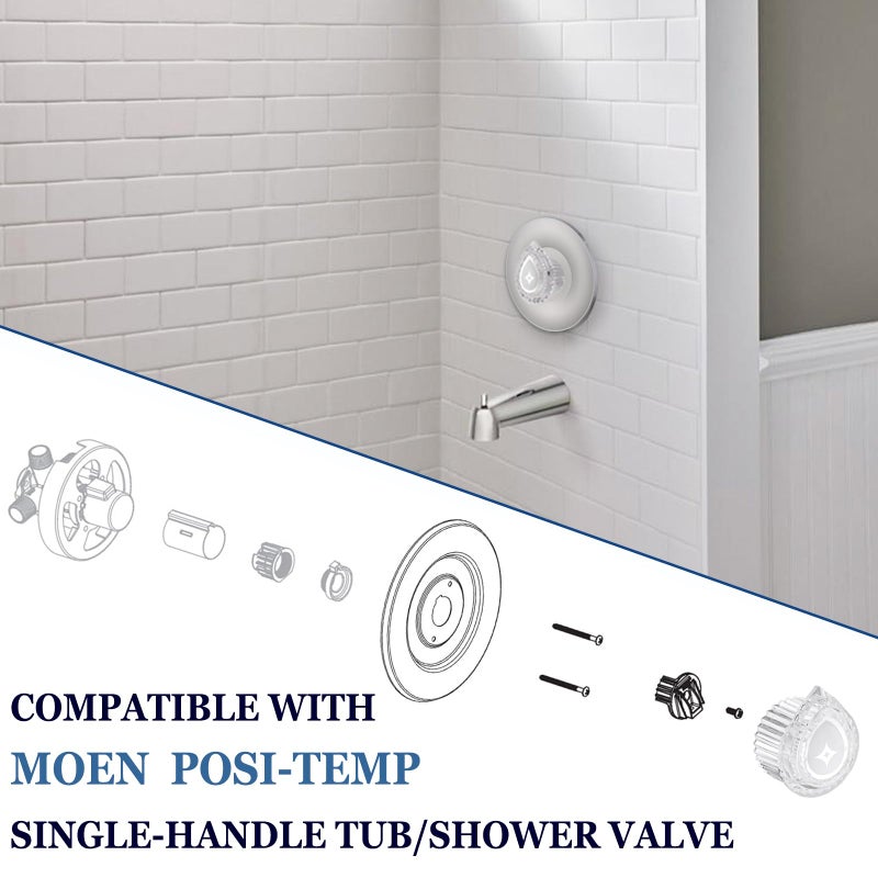 gcbcrit Shower Knob for Moen 100710 Posi-Temp One-Handle Tub and Shower Replacement Knob Kit, Chrome - Image 3