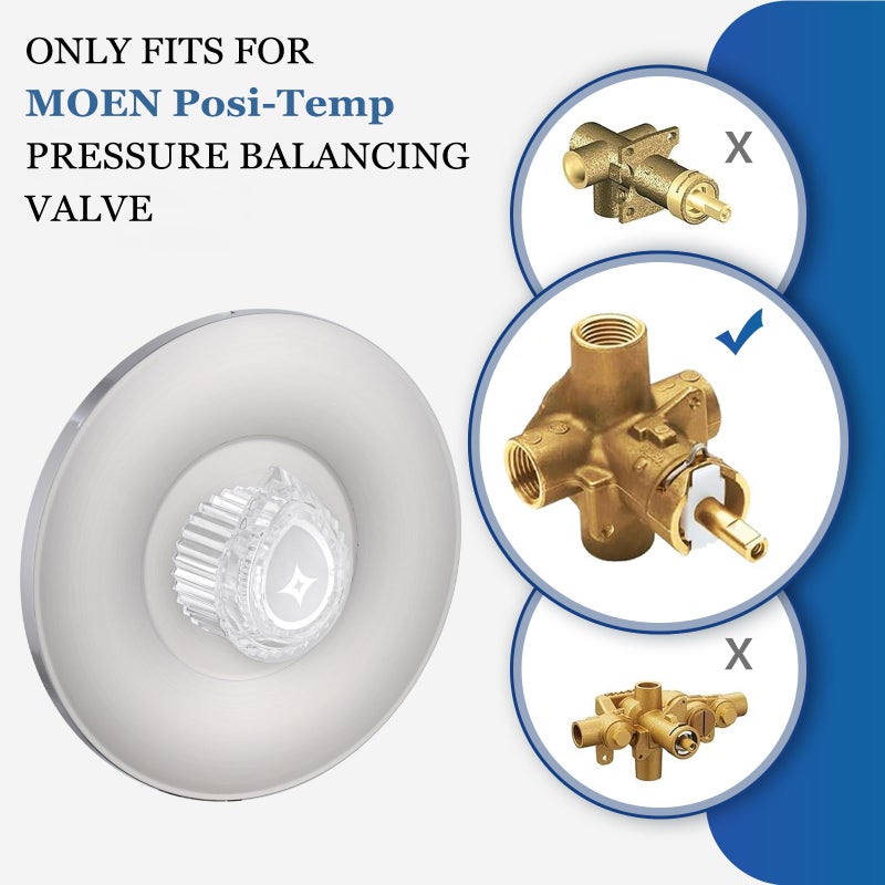 gcbcrit Shower Knob for Moen 100710 Posi-Temp One-Handle Tub and Shower Replacement Knob Kit, Chrome - Image 2