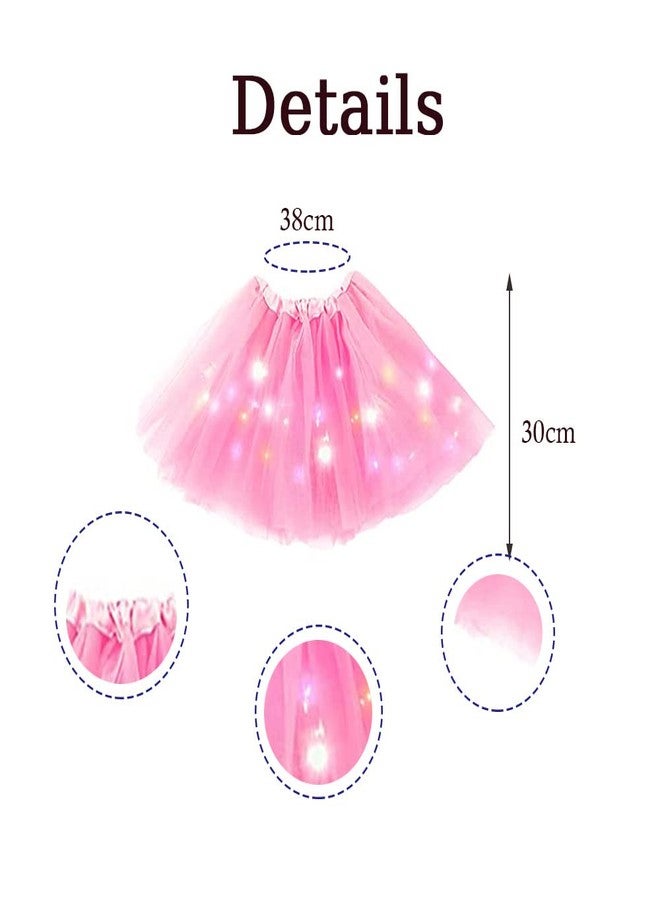 Bybyseno Girl Tutu Skirt, Light Up LED Ballet Tutu Skirt 2-8 Years Fluffy Ballet Dress Up Costume for Kids Party 3-Layer Multicolor Tutu Skirts (Pink) - Image 3