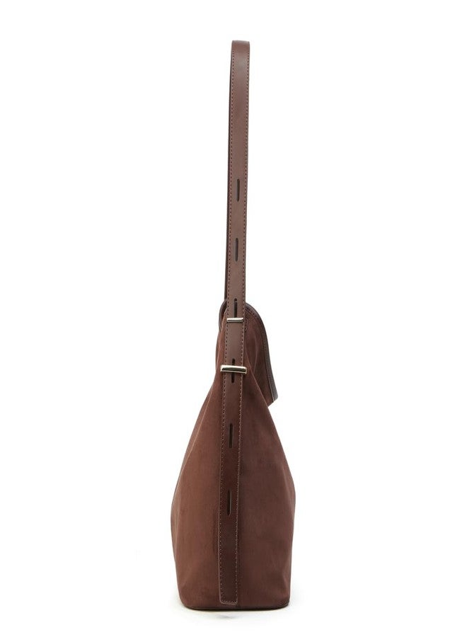 Caistre Tote Bag for Women Suede Classic Top-handle Shoulder Bags Slouchy Hobo Crossbody Bag Retro College Work Purse Handbag, Coffee2, One size - Image 3