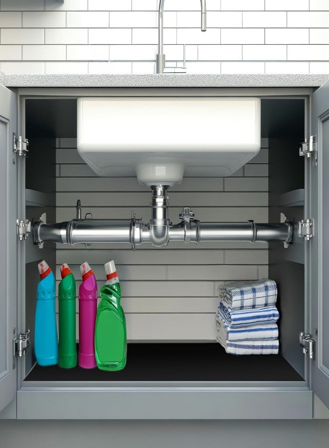 CounterArt Black Under Sink Mat to Protect from Spills, Stains, and Leaks Made in The USA 48” x 24” Non-Adhesive Waterproof Cabinet Protection Craft Mat Work Area Protection - Image 3
