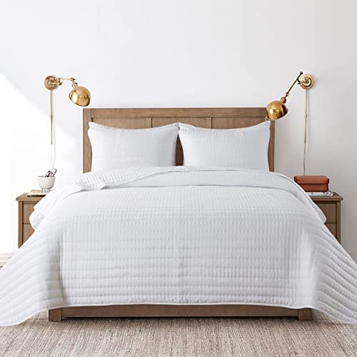 ROARINGWILD White King Size Quilt Bedding Sets with Pillow Shams Lightweight Soft Bedspread Coverlet Quilted Blanket Thin Comforter Bed Cover for All Season 3 Pieces 104x90 inches - Image 3