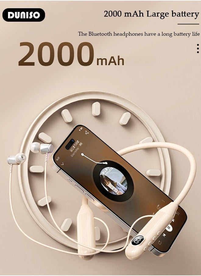 DUNISO - Wireless Neckband Headphones with LED Display,Bluetooth 5.3 2000mAh large battery 200H Extra Long Playtime Wireless Stereo Neckband Earbuds Waterproof Earphones for IOS and Android - Image 1