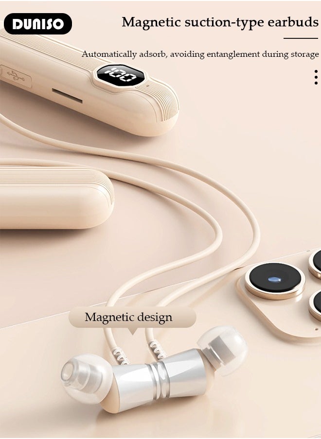 DUNISO - Wireless Neckband Headphones with LED Display,Bluetooth 5.3 2000mAh large battery 200H Extra Long Playtime Wireless Stereo Neckband Earbuds Waterproof Earphones for IOS and Android - Image 1