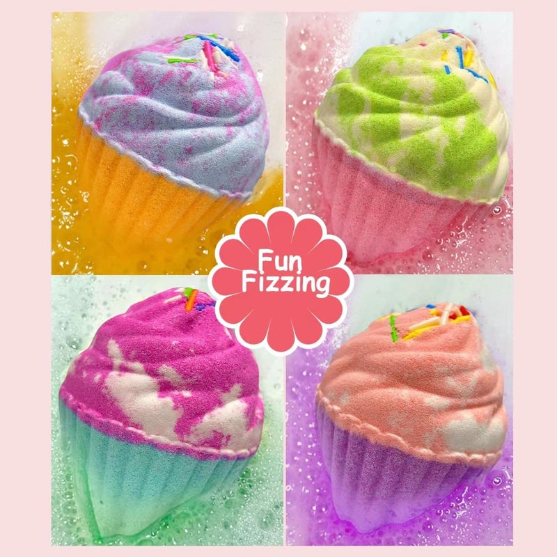 Excalla Easter Bath Bombs for Kids with Surprise Jewelry Inside, 8 Cupcake Bath Bombs for Girls Gift Set, Handmade Fizzes Balls with Rich Bubble Bath, Ideal for Chrildren Birthday Christmas - Image 3